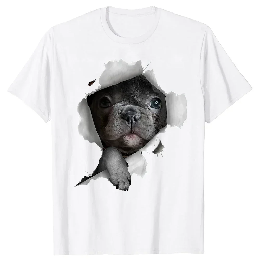Фото Cool Pets Bulldogs Sketch Print T Shirts 100% Cotton Streetwear Short Sleeve Oversized Tops Men Women T-shirt Casual Street Tee №3