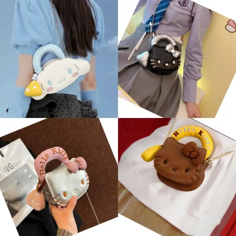 Фото Kawaii Cinnamoroll сумка через плечо Yk2 Sanrio Hello Kitty сумка модная женская сумка из искусственной кожи кошелек сумки для телефона подарок на день рождения для девочки №2