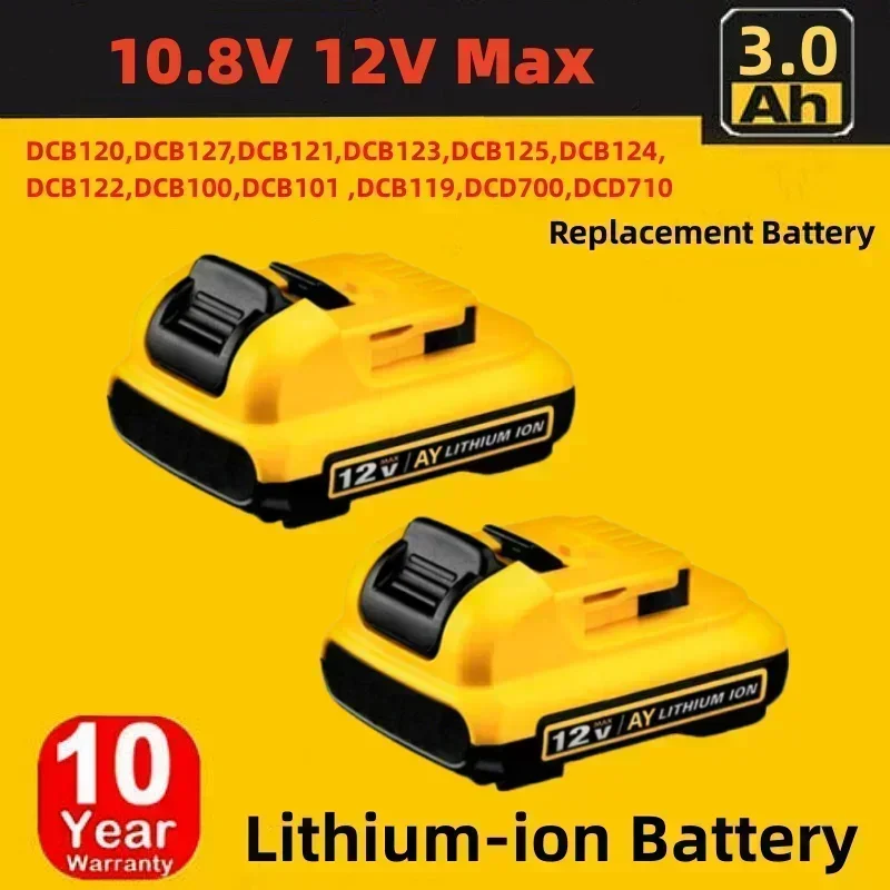 Беспроводной/перезаряжаемый для литий-ионных аккумуляторов Dewalt DCB120, 12 В, 3,0 Ач, аккумулятор DCB124 DW089LG DCD701F2, электроинструменты/лазерный уровень