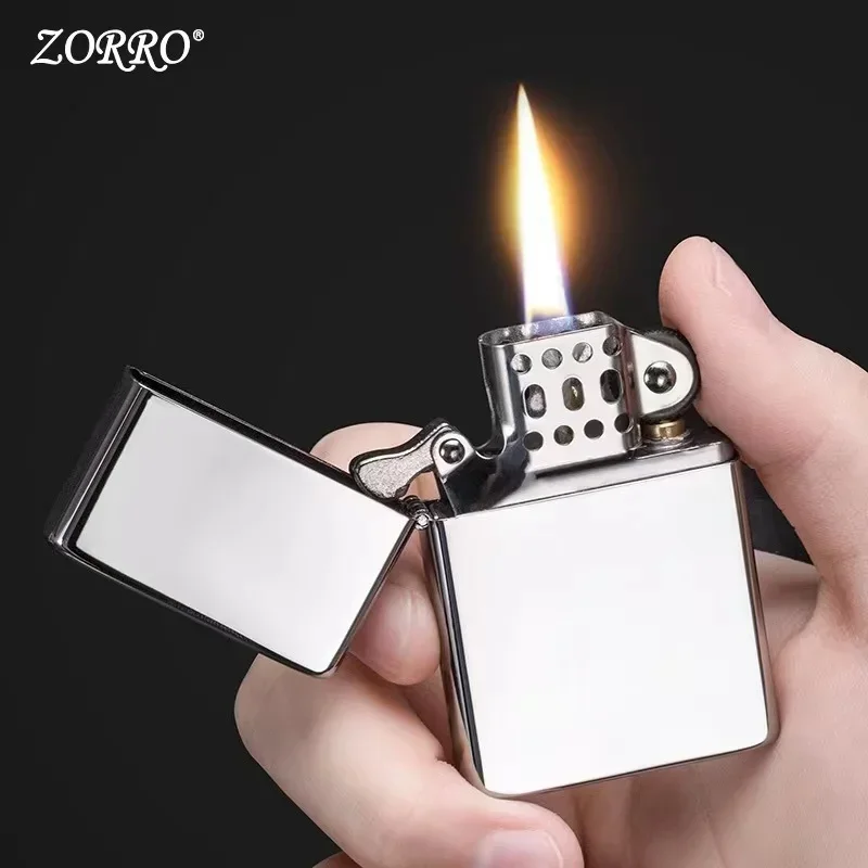 Новая оригинальная керосиновая зажигалка ZORRO в стиле ретро, креативная чистая медная оболочка, ветрозащитная латунная сигарета, бензиновый двигатель, подарочная коробка для курения