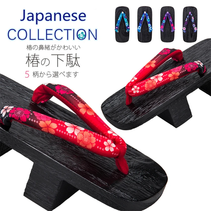 Сандалии традиционные женские Geta Jepang, 10 цветов, шлепанцы для косплея, шлепанцы, сланцы, Perempuan Cetak, Cetak Alas Kaki Paulownia