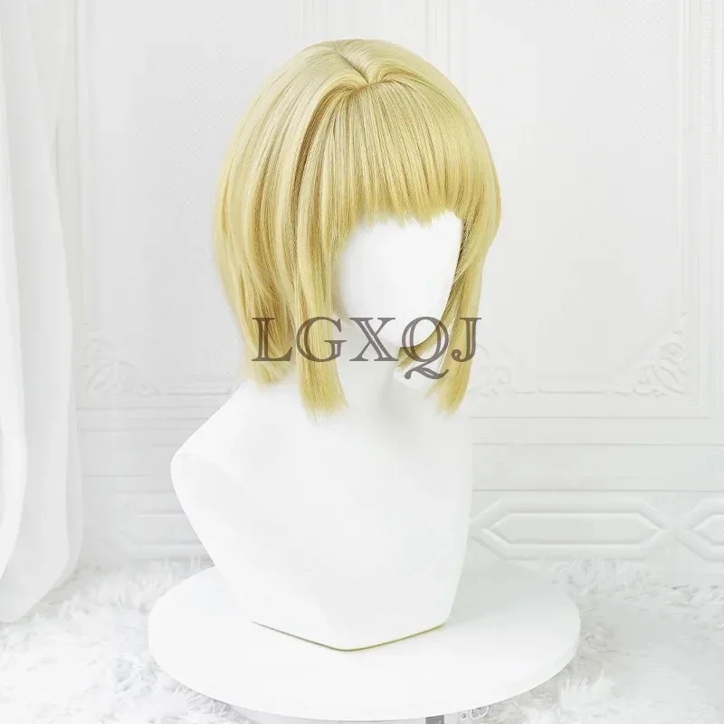 Фото Новый аниме HUNTER×HUNTER Kurapika Kurta, парик для косплея, 34 см, золотые парики Kurapika, термостойкие волосы, аниме-парик, кольца, серьги, реквизит №4