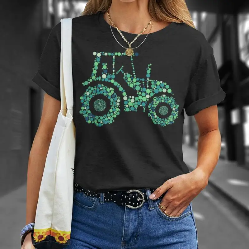 Фото Happy Dot Day Cute Dot Tractor T-Shirt baggy shirts quick drying tees boys whites mens t shirts №5