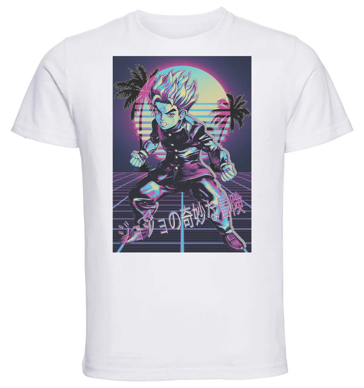 Футболка унисекс белая Vaporwave 80s Стиль невероятные приключения Джоджо алмаз Небьющийся Koichi Hirose ВАРИАНТ 01