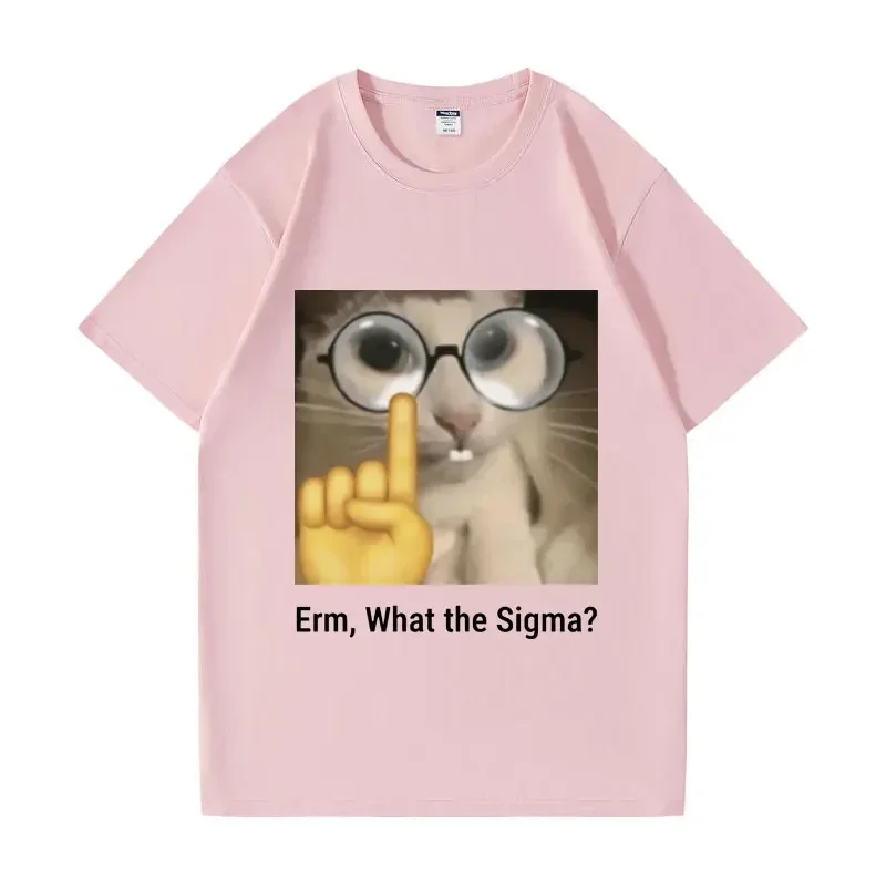 Забавная футболка с мемами для мужчин и женщин, модные топы с принтом Silly Cat Humor Erm, What Sigma? Топы с круглым вырезом и короткими рукавами (art.: 3920cb1aec76f) - 3920cb1aec76f
