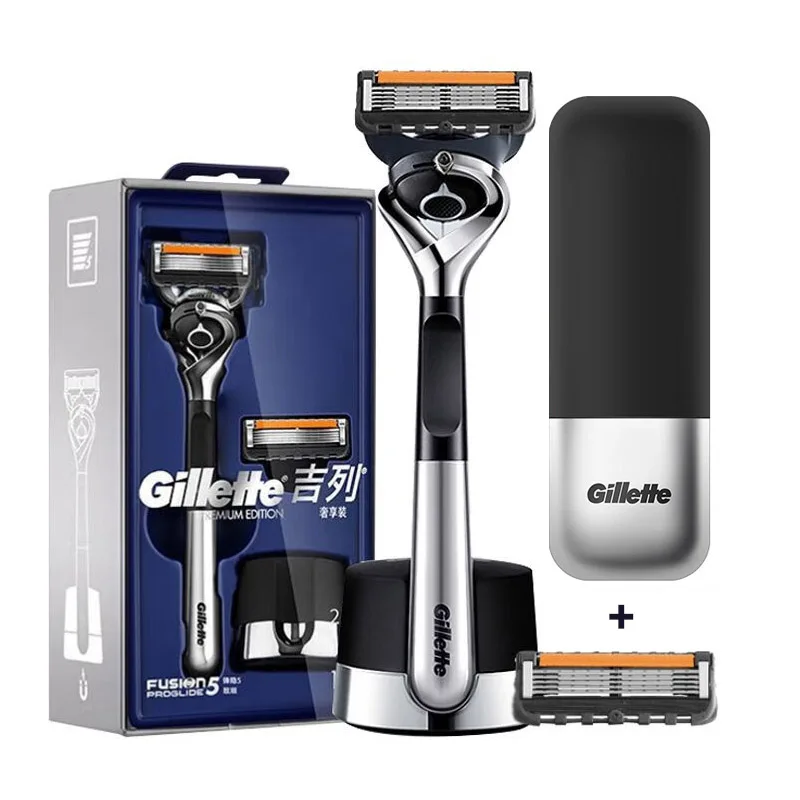 Бритва Gillette Fusion 5 ProGlide, бритвенный станок высшего качества, бритвенный станок с 5-слойными ультратонкими лезвиями и мангетической подставкой