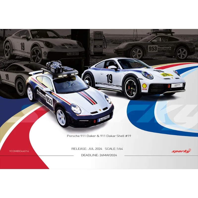 Sparky 1:64 Porsche 911 Daker Shell Rallye 1971, крошечный эксклюзивный сплав премиум-класса, литая под давлением модель автомобиля, игрушка, коллекционный дисплей