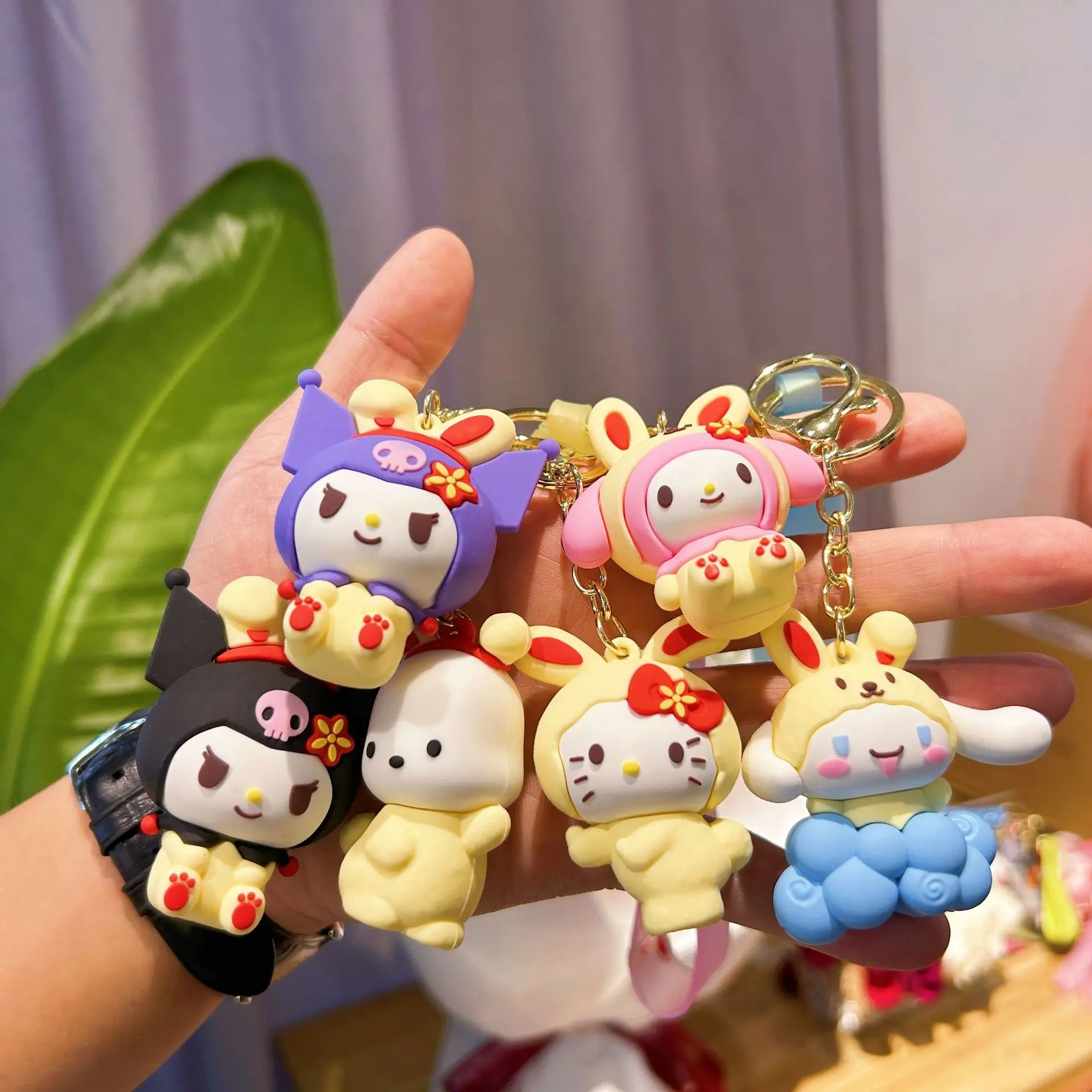Sanrio брелок Kawaii Hello Kitty мультфильм Мелодия Куроми Cinnamoroll игрушки сумка кулон куклы автомобильный брелок для девочек очаровательные рождественские подарки
