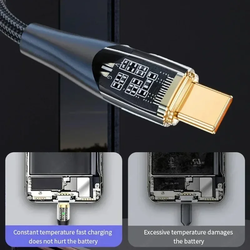 Фото 120 Вт, 6 А, USB-кабель типа C, быстрая зарядка, USB-кабель для зарядного устройства, провод для iPhone 14 13 12 11 Huawei P40 P30 Realme №5