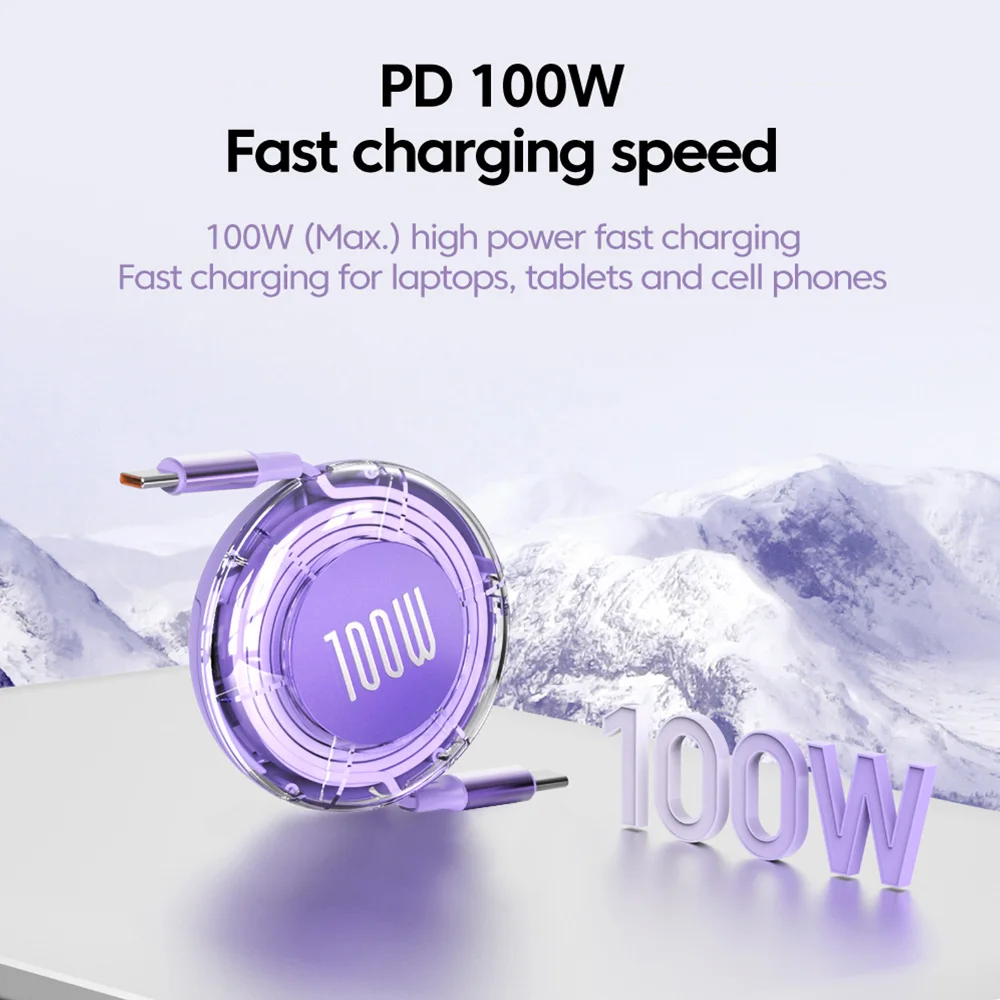 Фото 100 Вт PD USB-кабель типа C к типа C Выдвижной кабель USB C для быстрой зарядки для iPhone 16 Huawei Xiaomi Samsung MacBook Data Wire №4