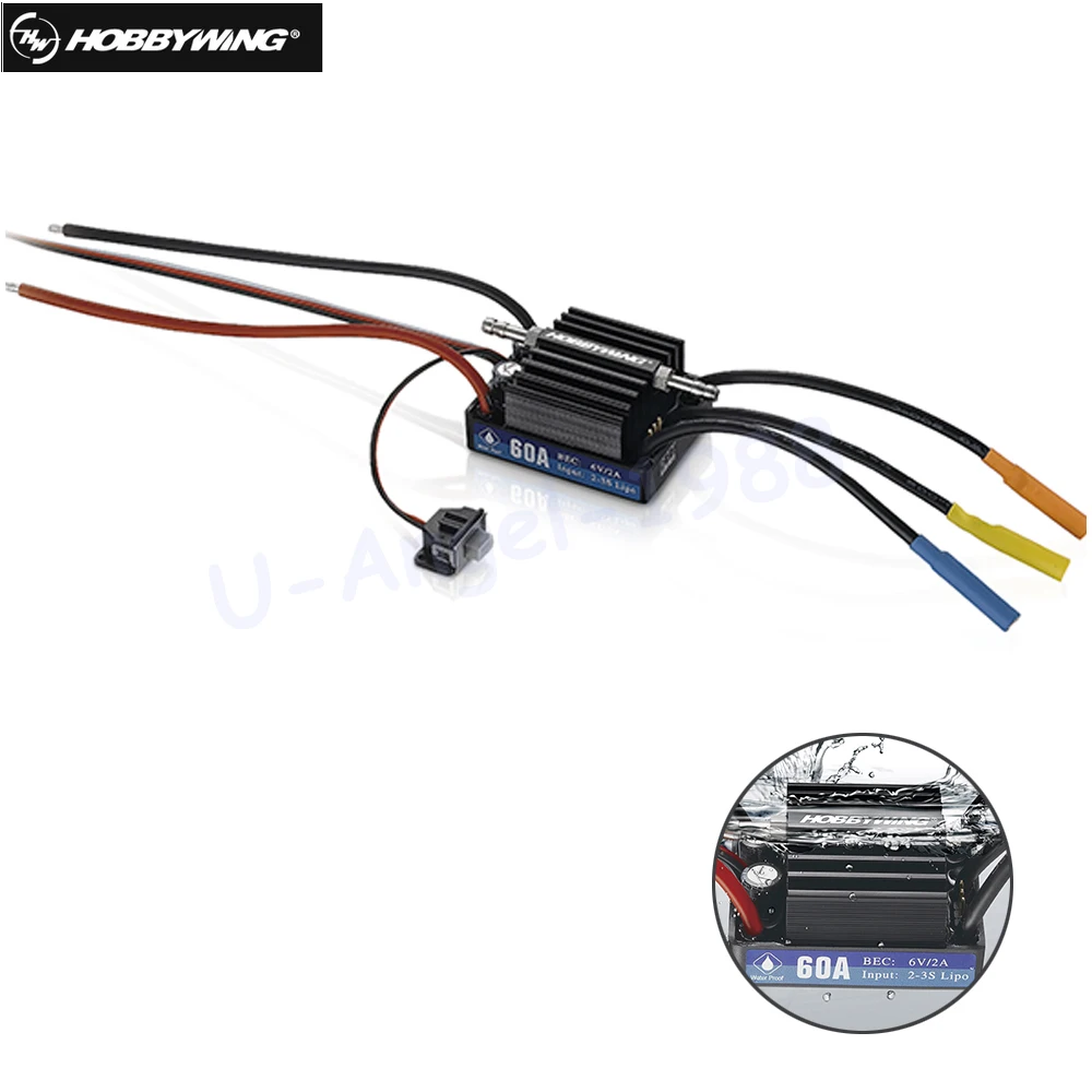 Водонепроницаемый контроллер скорости Hobbywing SeaKing 60A V3 .1, 2-3S Lipo 6V/3A BEC, бесщеточный ESC для радиоуправляемой лодки