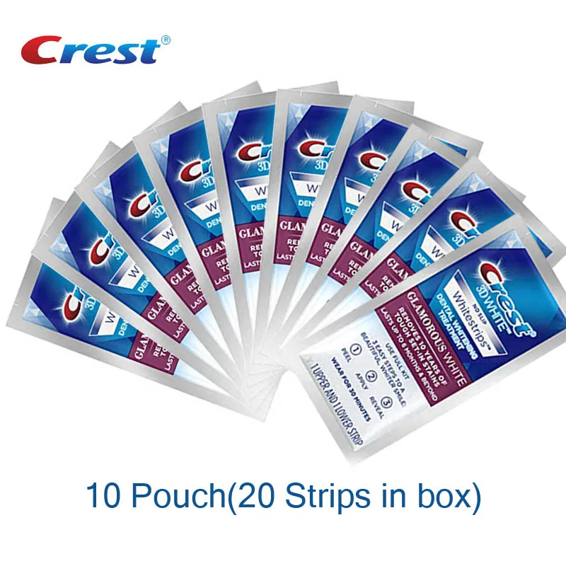 Фото Crest 3D Whitestrips гламурный набор для отбеливания зубов 7 дней эффект Белый Отбеливание зубов полоски уход за полостью рта 5/10 мешочек №4