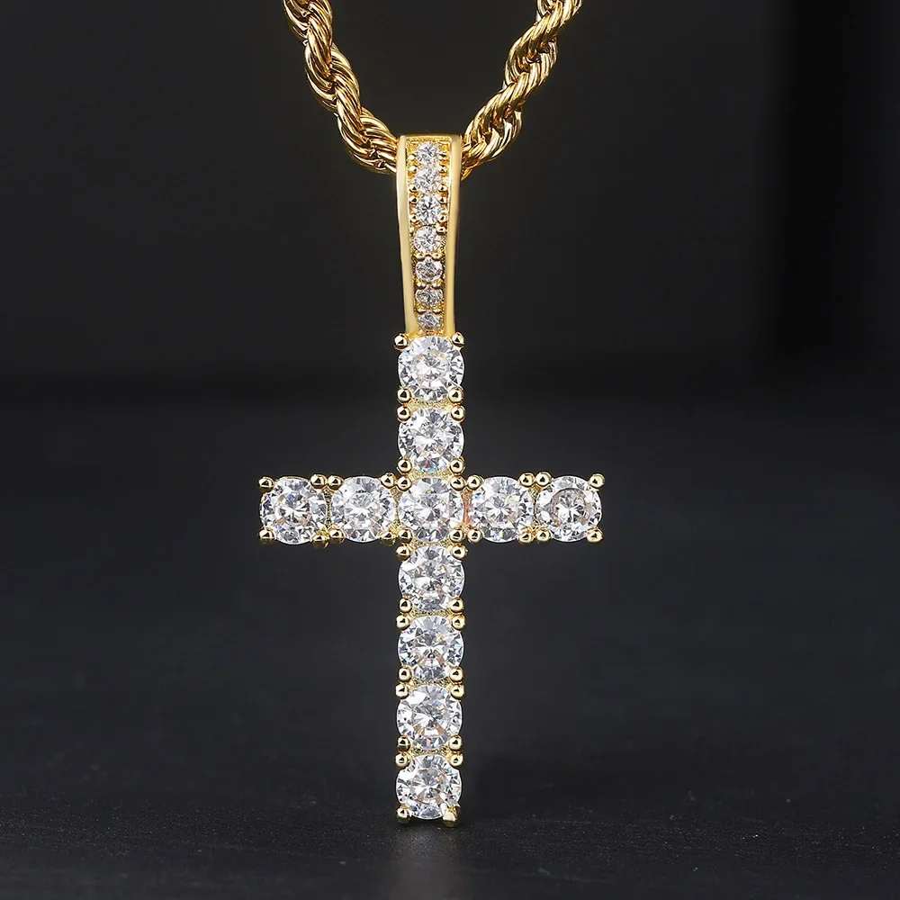 Фото Ожерелье с крестом в стиле рэпера HIP Hop Iced Out Bling для мужчин, подвески и ожерелье из нержавеющей стали золотого цвета для женщин и мужчин, ювелирные изделия, женский подарок №4