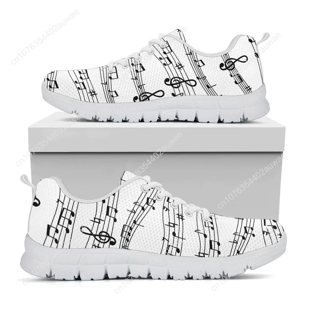 Фото Note Musicali Stampe Scarpe in Net Donna Scarpe Da Donna Primaverili Scarpe Basse Stringate Кроссовки Donna Calzature Taglie для №3