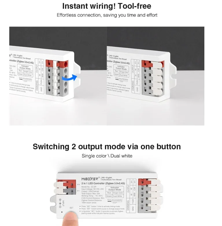 Фото Новинка, Miboxer, 2/3 в 1, Wi-Fi, Zigbee, 3,0 + 2,4 ГГц, световой контроллер для одноцветного/двойного белого/RGB/RGBW/RGB + Цветовая идентификация цветов №4
