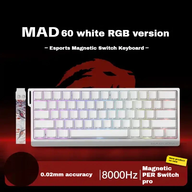 FGG MADLIONS Mad60/68 HE: 8 кГц, двойной триггер, низкая задержка, RGB с возможностью горячей замены, игровая клавиатура с магнитным переключателем