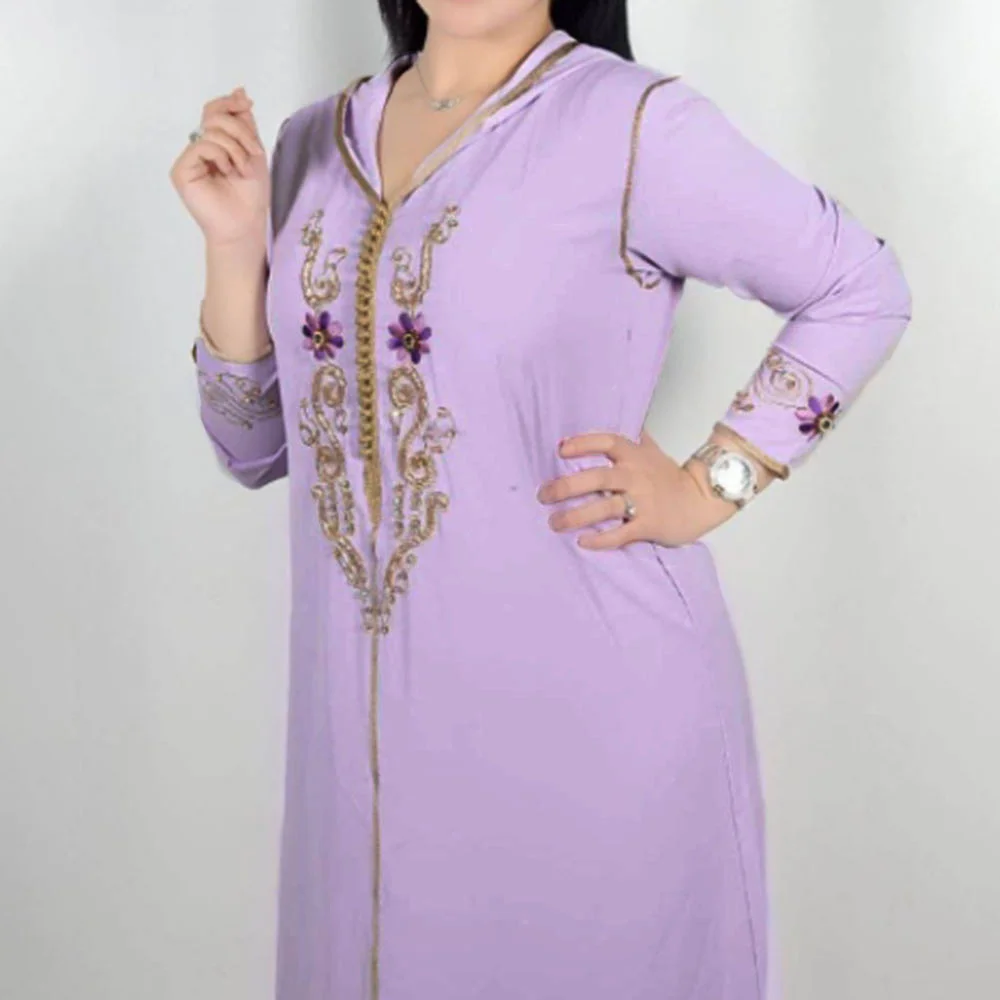 Фото Abaya для женщин Дубай с капюшоном Jellaba Abaya Gurban с длинными рукавами марокканский турецкий Халат Свободный кафтан муслиновая женская одежда №5