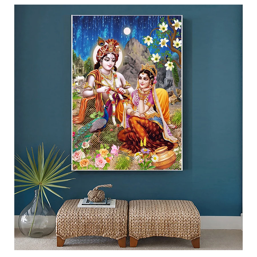 Krishna индуистские модные настенные постеры для гостиной, современный домашний декор, фотографии HD, холст, картины, 1 шт., Новое поступление, Lord God