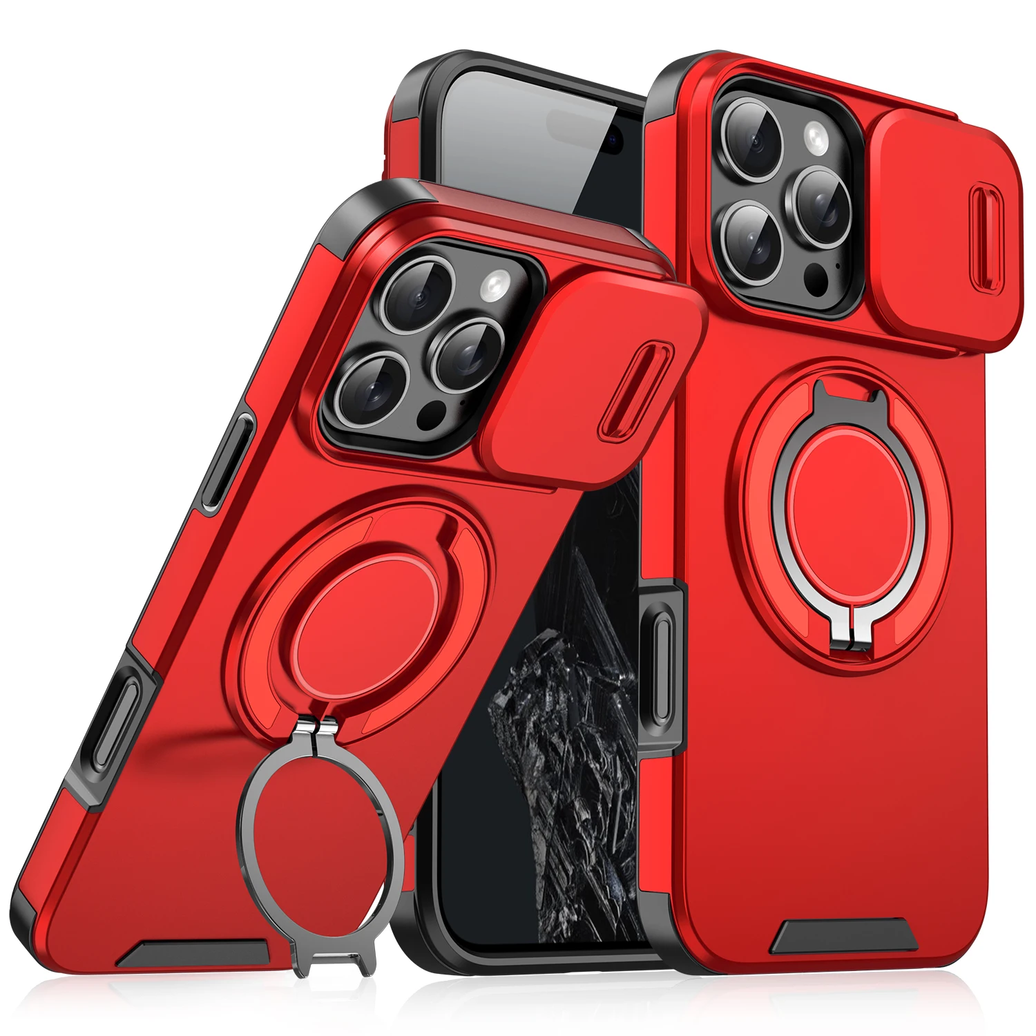 Чехол для телефона с магнитной подставкой для iPhone 17 Pro Max 16 E 15 Plus 14 13 12 11 Pro Max Защитный чехол для камеры с защитой от падения