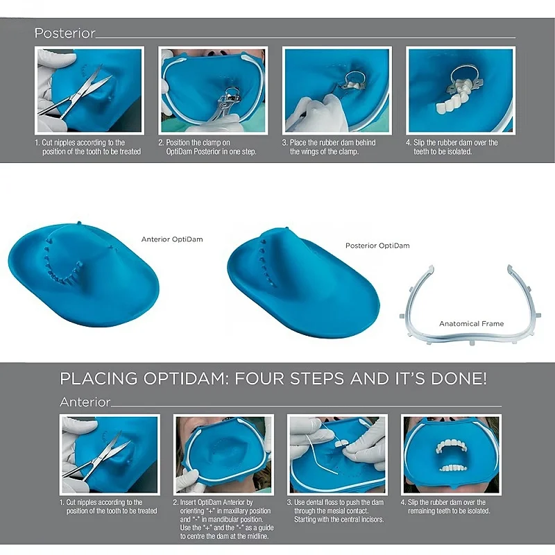 Kerr OptiDam Dental 3D Rubber Dam 30 шт. Резиновый барьер Стоматологическая трехмерная резиновая плотина из натурального каучука, латекс, передний задний вид (art.: 3920d0396ed33) - 3920d0396ed33