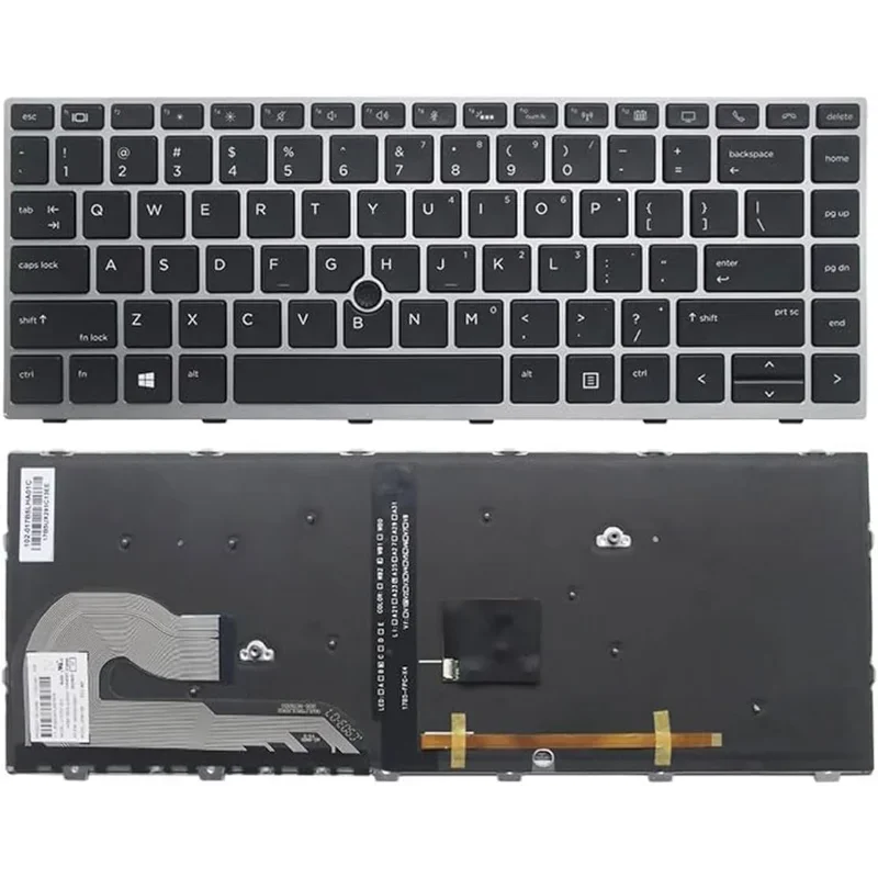 Клавиатура с подсветкой ноутбука США, совместимая с HP EliteBook 840 G5 840 G6 745 G5 745 G6 L14378-001 L11307-001, серебряная рамка с указателем