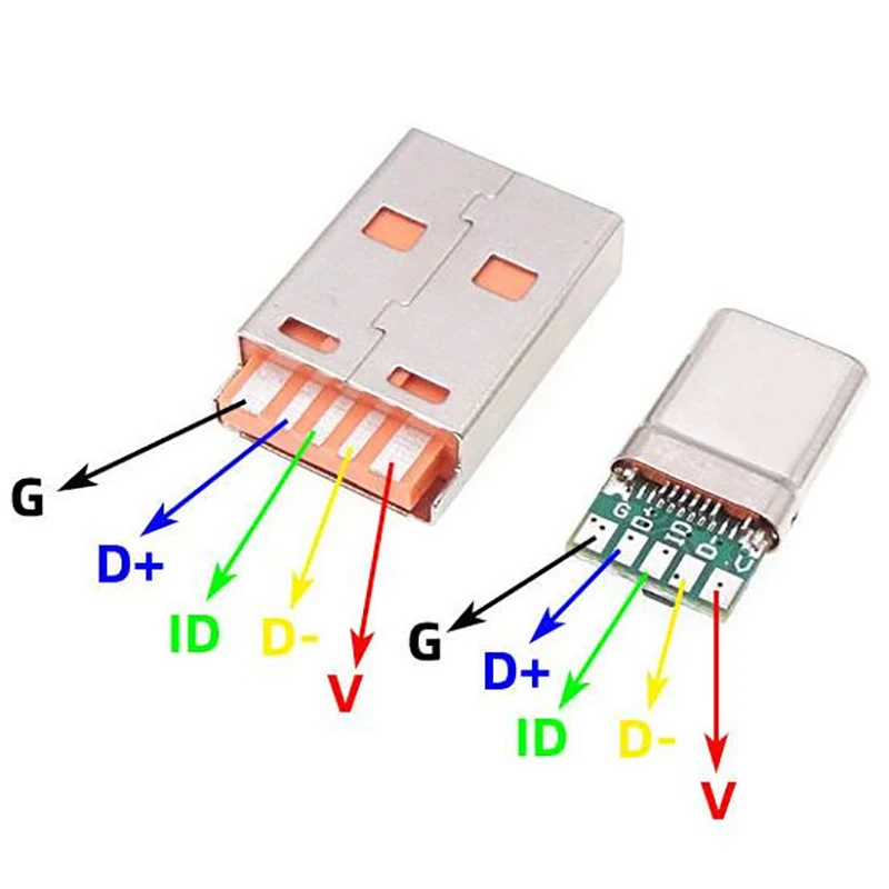 Фото Быстрая зарядка Type-C USB 65W 5A Разъем для сварки с 5-контактной печатной платой + 6-контактный разъем типа A для зарядки данных USB DIY OTG KIT №4