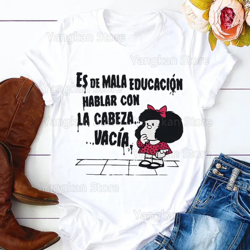 Mafalda женские летние женские футболки с мультяшным принтом для мамы, топ, женская футболка с графическим рисунком, женская футболка
