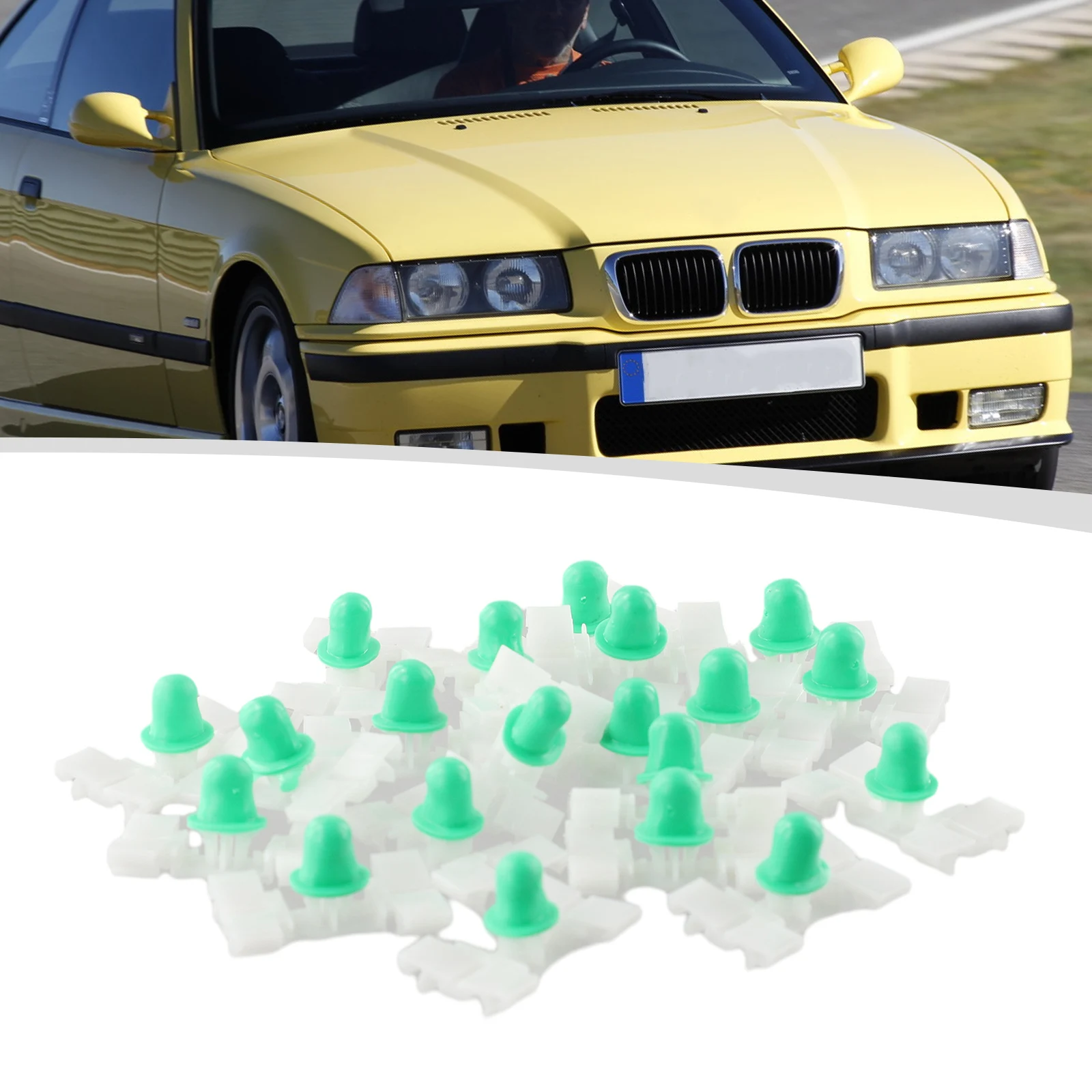 Фото 20 шт. клипса для молдинга дверного крыла 51131960054 для BMW E36 E46 325 328 323 330 автомобильные нейлоновые клипсы для молдинга отделки автомобильные аксессуары №2