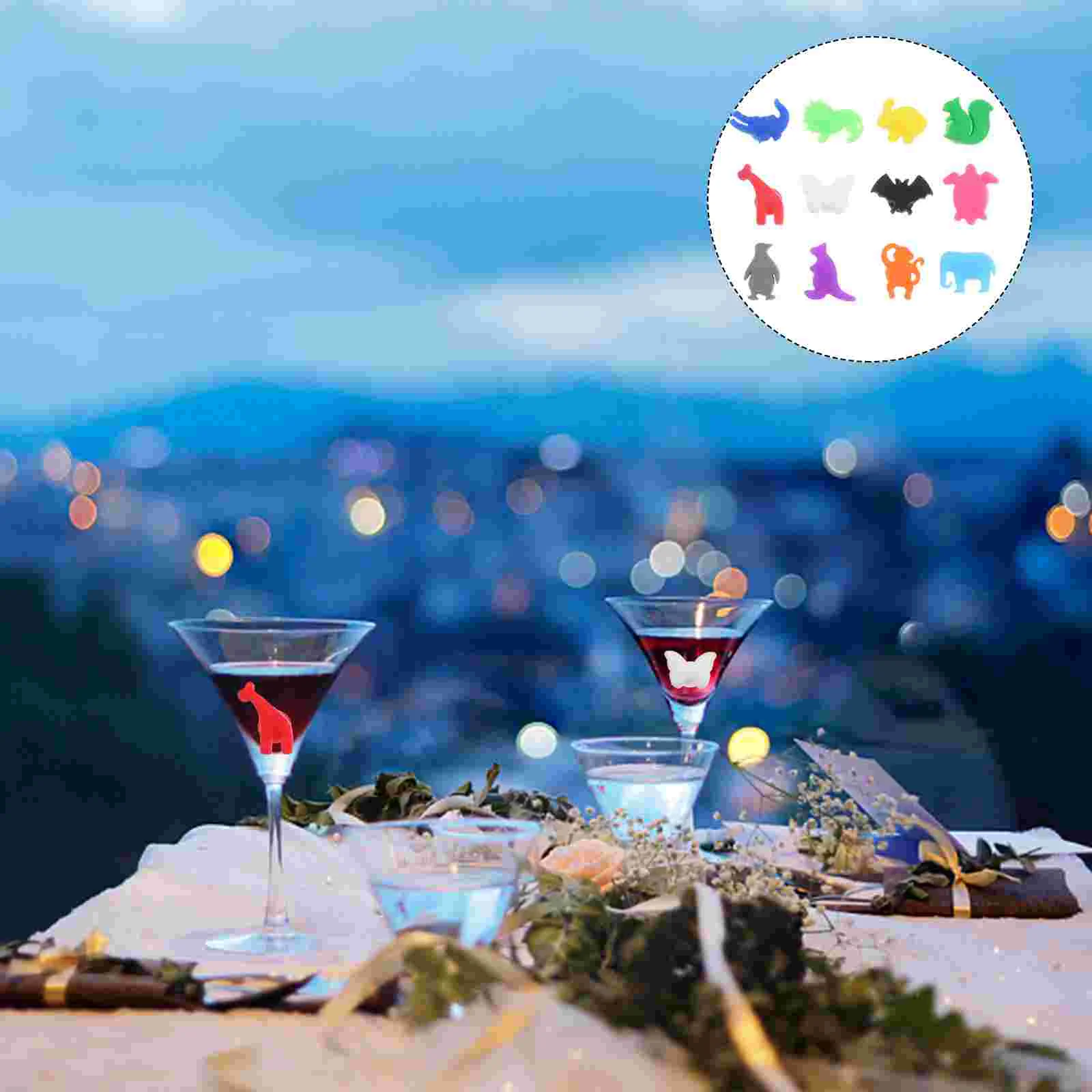 12 PCS Ornament Glass Recognizer Decorations Marker Decorative Accessories Cup Silicone Label Dedicated