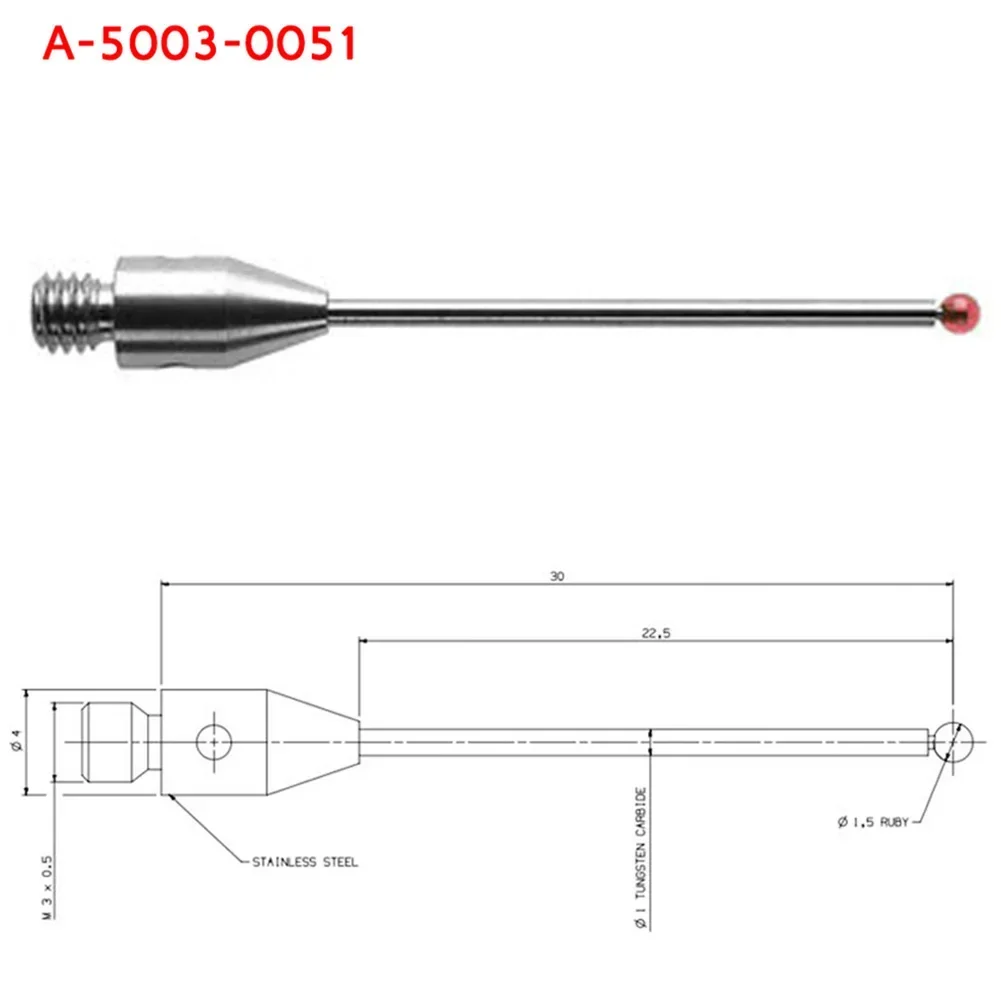 Сенсорный зонд C мм Наконечники стилуса C мм Резьба CMM Styli Шарик 1,5 мм A-5003-0051 Стержень из карбида вольфрама Шаровая головка Сенсорный зонд CMM (art.: 3920c8df925be) - 3920c8df925be