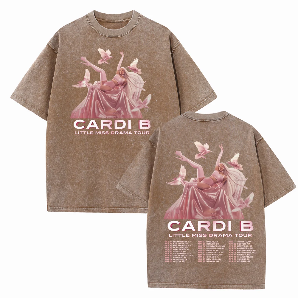 Випраная футболка Cardi B Little Miss Drama Tour, винтажные хлопковые футболки с круглым вырезом и короткими рукавами (art.: 3920d1f93f4bf) - 3920d1f93f4bf