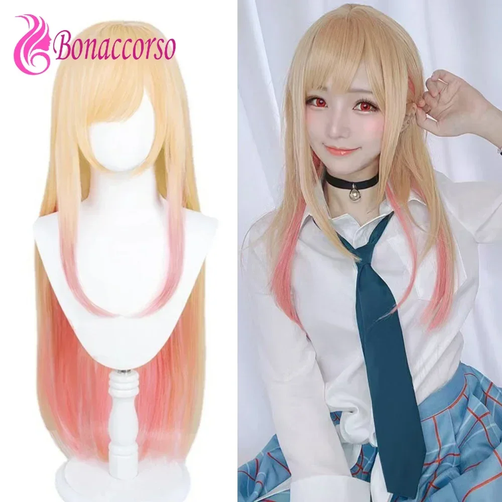 My Dress-Up Darling Marin Kitagawa Косплей Парик Ombre Розовое Золото Синтетический Длинный Прямой Парик Comic-Con Coser Парик Повседневная Вечеринка