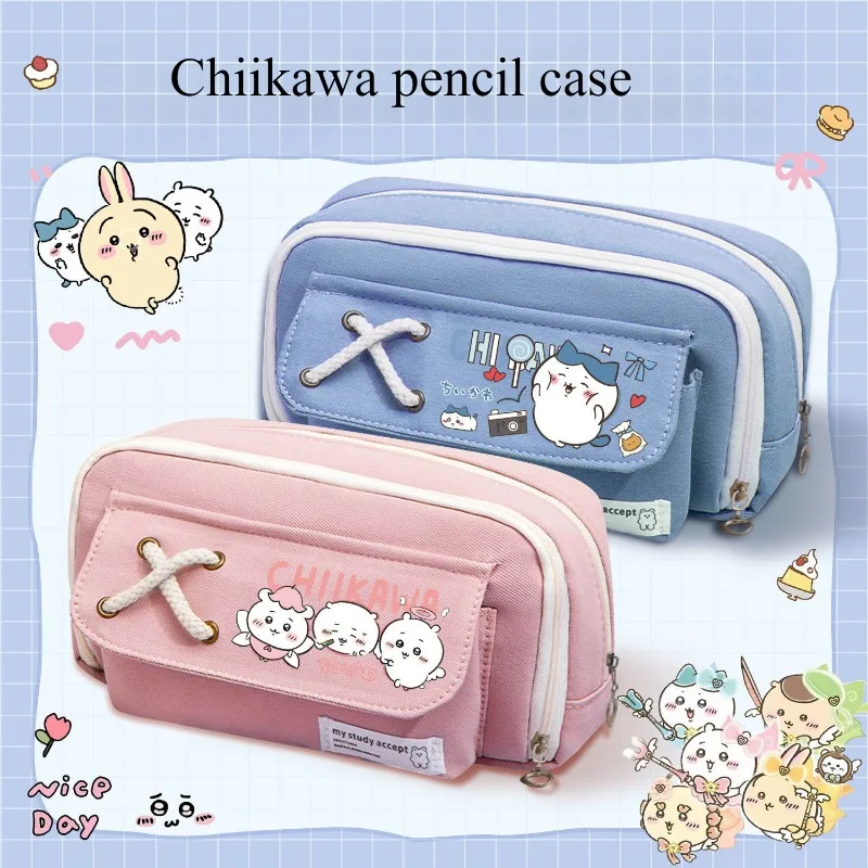 Chiikawa Hachiware Usagi аниме периферийные устройства с милым принтом для студентов, большая вместительная холщовая сумка для хранения канцелярских принадлежностей, праздничный подарок