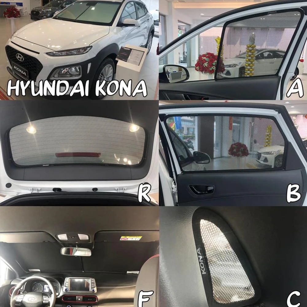 Для Hyundai Kona OS 2017-2023 магнитный автомобильный задний боковой солнцезащитный козырек для детского окна, передняя занавеска на лобовое стекло, солнцезащитный козырек
