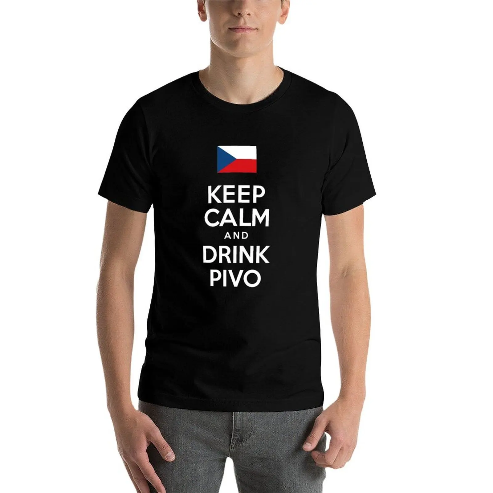 Фото Футболка Keep Calm And Drink Pivo Czech Beer, мужские футболки, облегающие мужские футболки для мужчин, футболка №3
