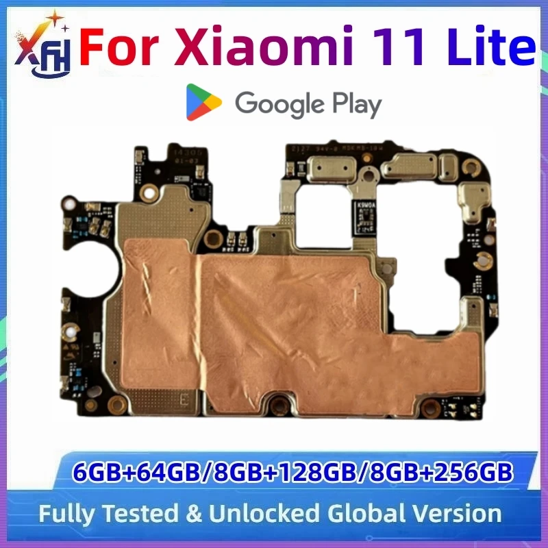 Оригинальная разблокированная материнская плата Xiaomi Mi 11 Lite 5G, основная логическая плата с полными чипами, ОС Android, 128 ГБ, 256 ГБ