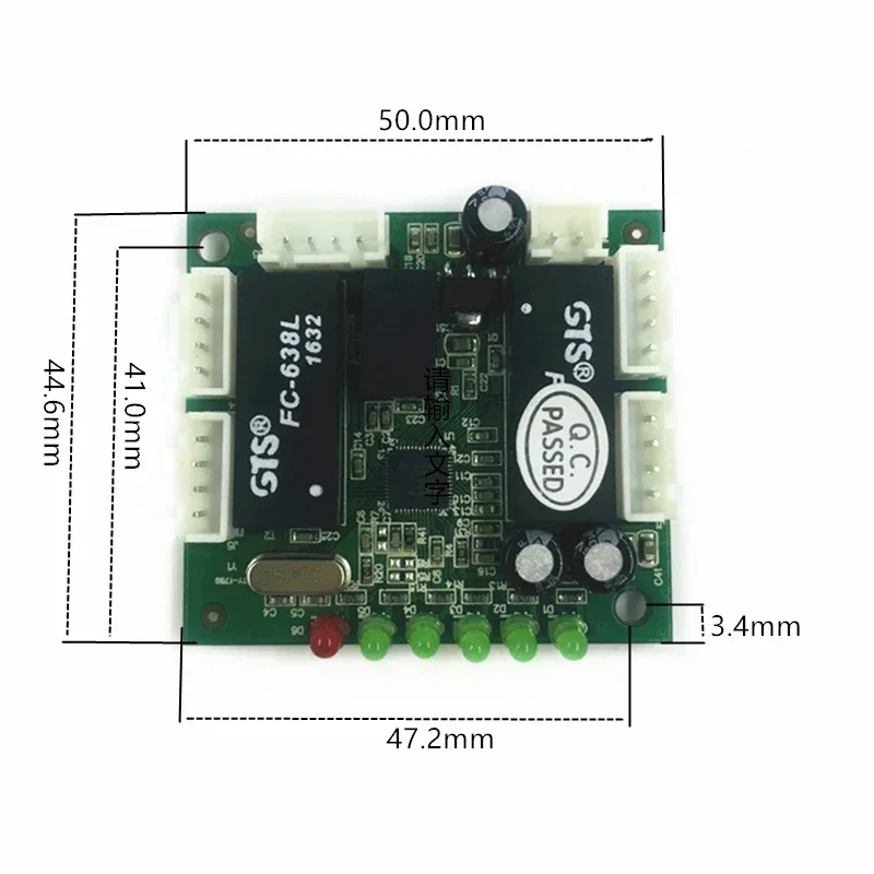 Фото Печатная плата коммутатора Ethernet для модуля 10/100 Мбит/с, 5-портовый коммутатор, плата PCBA, OEM материнская плата, коммутатор Ethernet 12 В №5