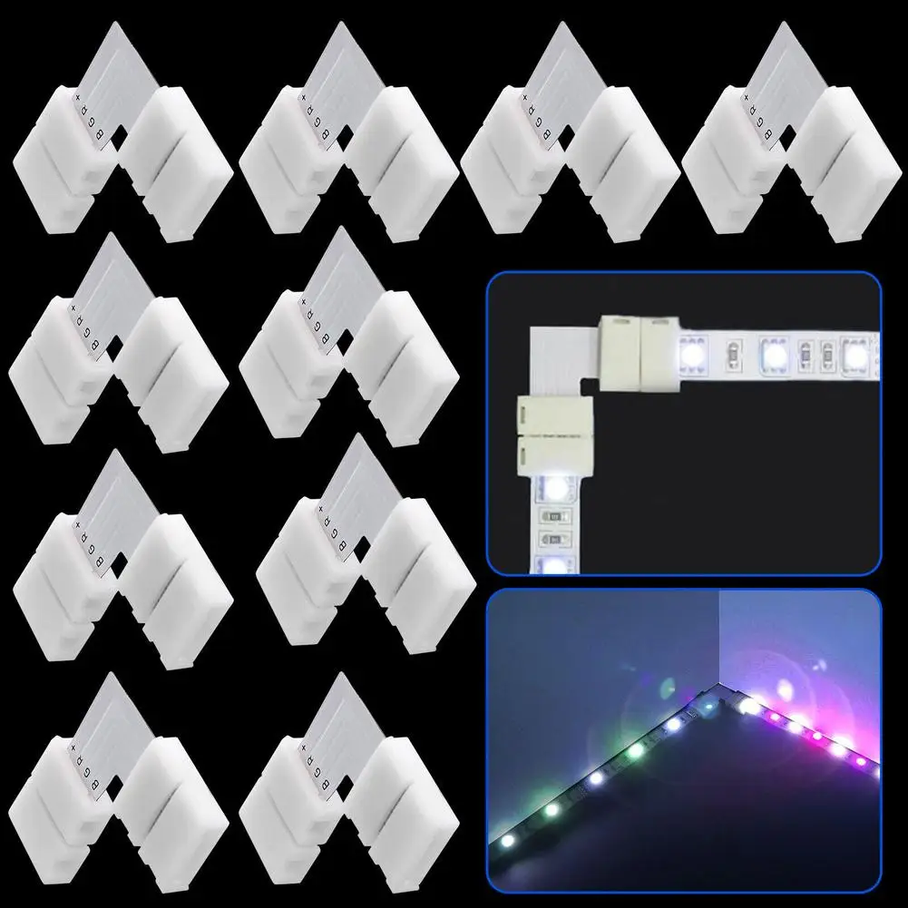 10x10 мм 4 контакта 5050/3528 Rgb Светодиодная лента стандартный угловой разъем L-образный дизайн Pbt огнестойкий материал адаптер Pcb