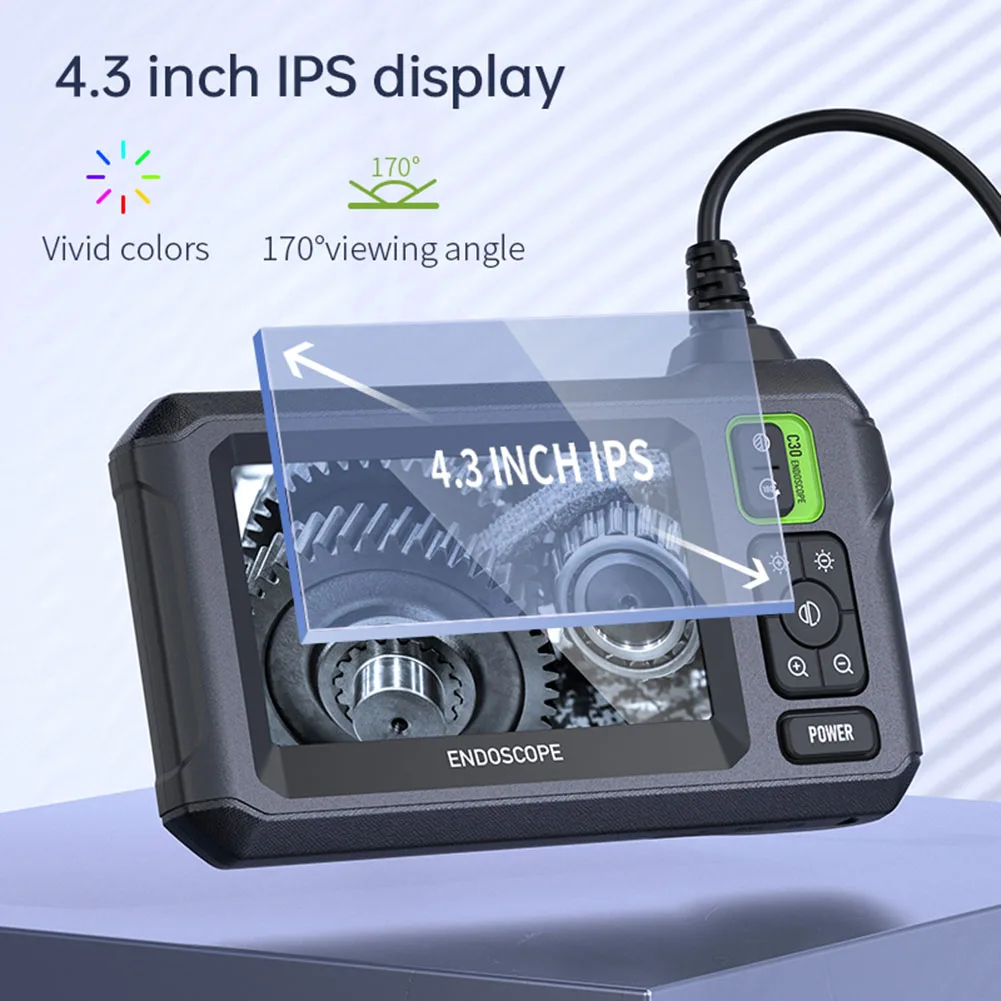 4,3-дюймовый IPS-экран, 2 МП, 1080P, 8 мм, ручная промышленная эндоскопическая камера, CMOS-бороскоп, цифровой микроскоп, инспекционный отоскоп