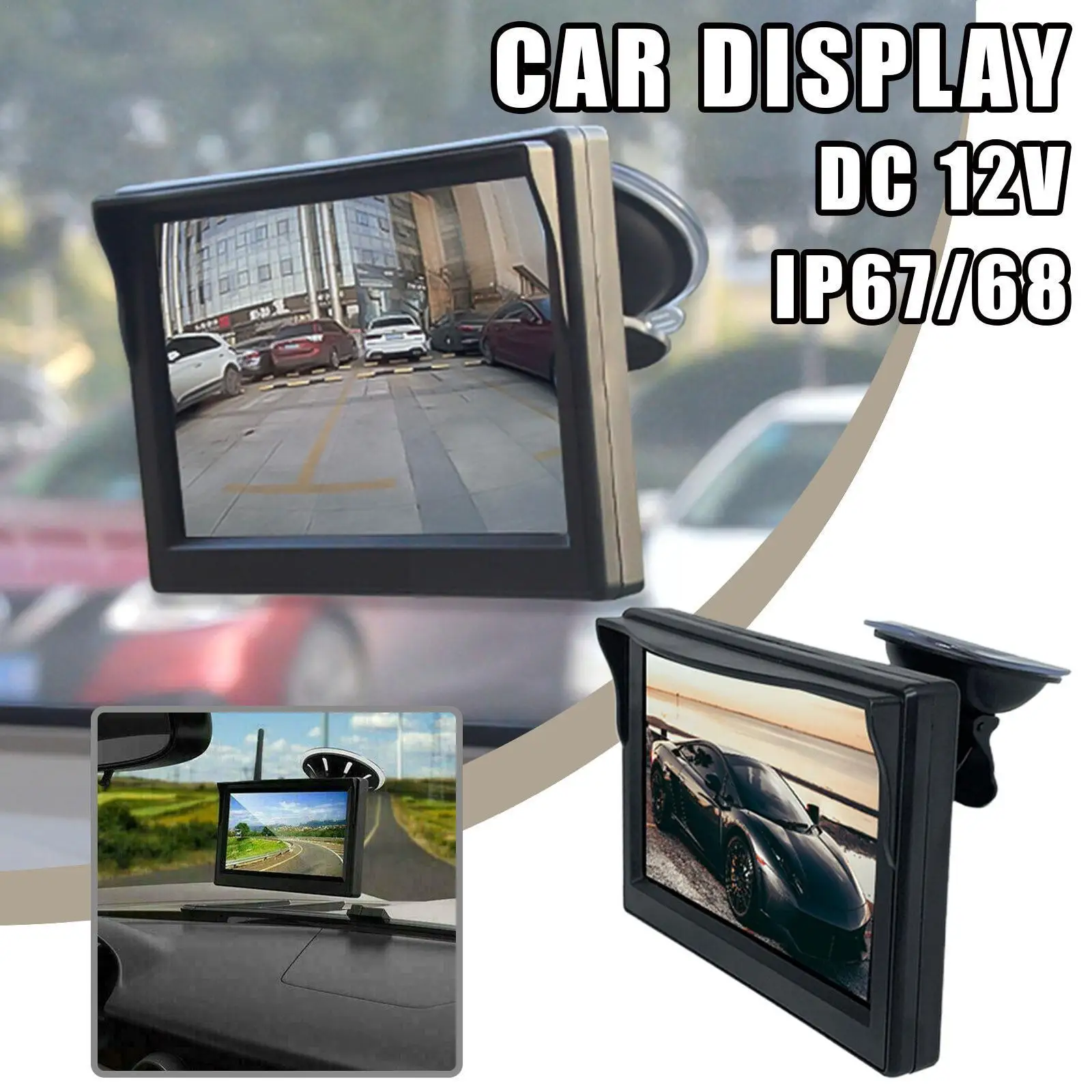 Автомобильный монитор 4,3 дюйма TFT LCD HD цифровой дисплей монитор для заднего вида монитор для парковки заднего вида автомобильная светодиодная камера для парковки видео O7T8