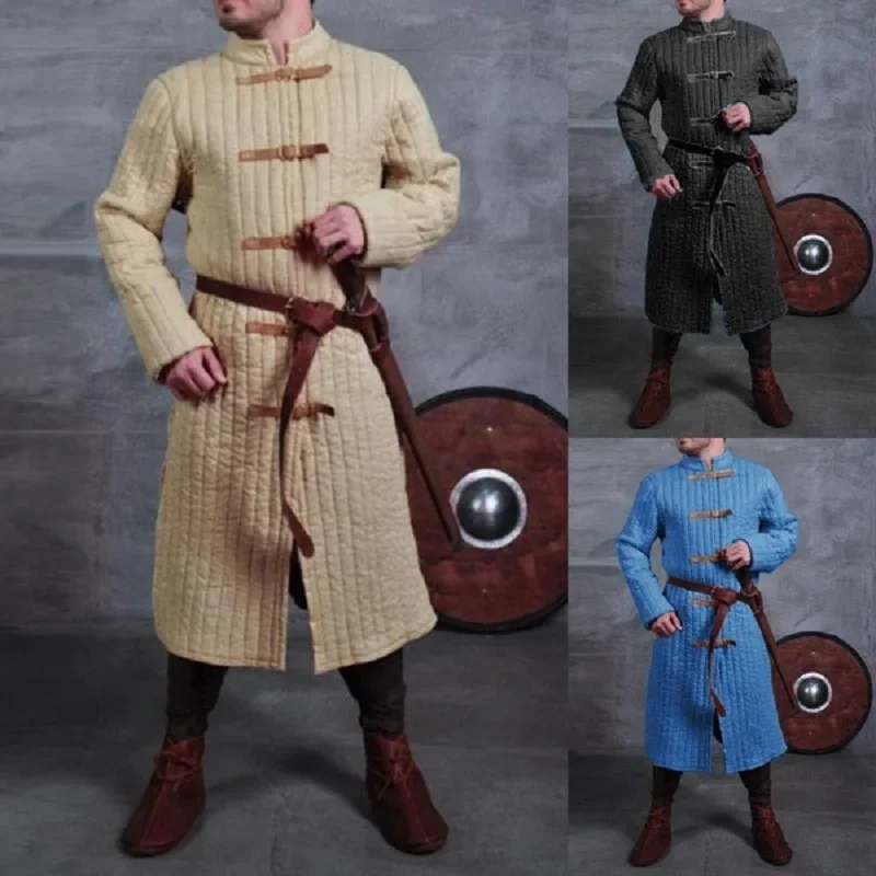 Средневековая куртка с ремешком Gambeson LARP Viking Warrior Knights, костюм doublet, мужской кожаный доспех, плащ aleton, пальто для взрослых
