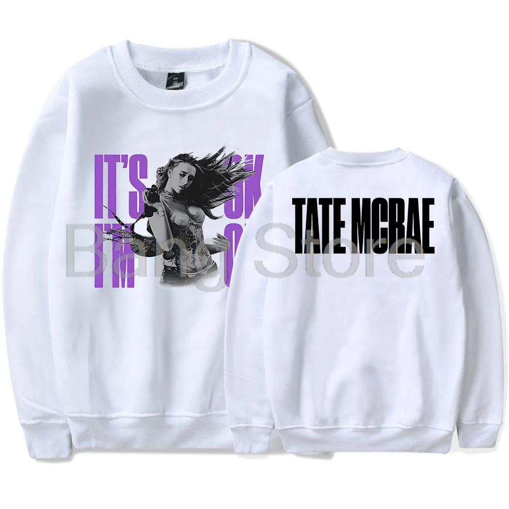 Толстовки Tate McRae It's OK I'm OK с круглым вырезом для женщин и мужчин, Модный пуловер с длинным рукавом, одежда