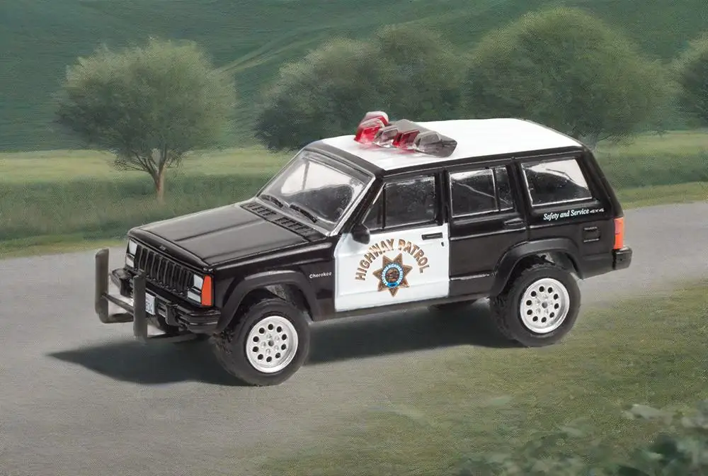 GreenLight 1:64 1993, полицейская машина Jeep Cherokee, имитация сплава, модель микроавтомобиля, коллекция украшений, игрушечный автомобиль в подарок