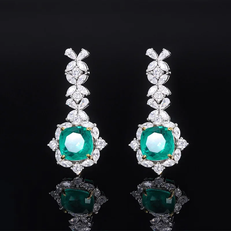 Bellux Fine Jewelry S925 Серебро Лидер продаж Синтетический циркон Изумрудный сапфир Рубин Роскошные серьги для женщин