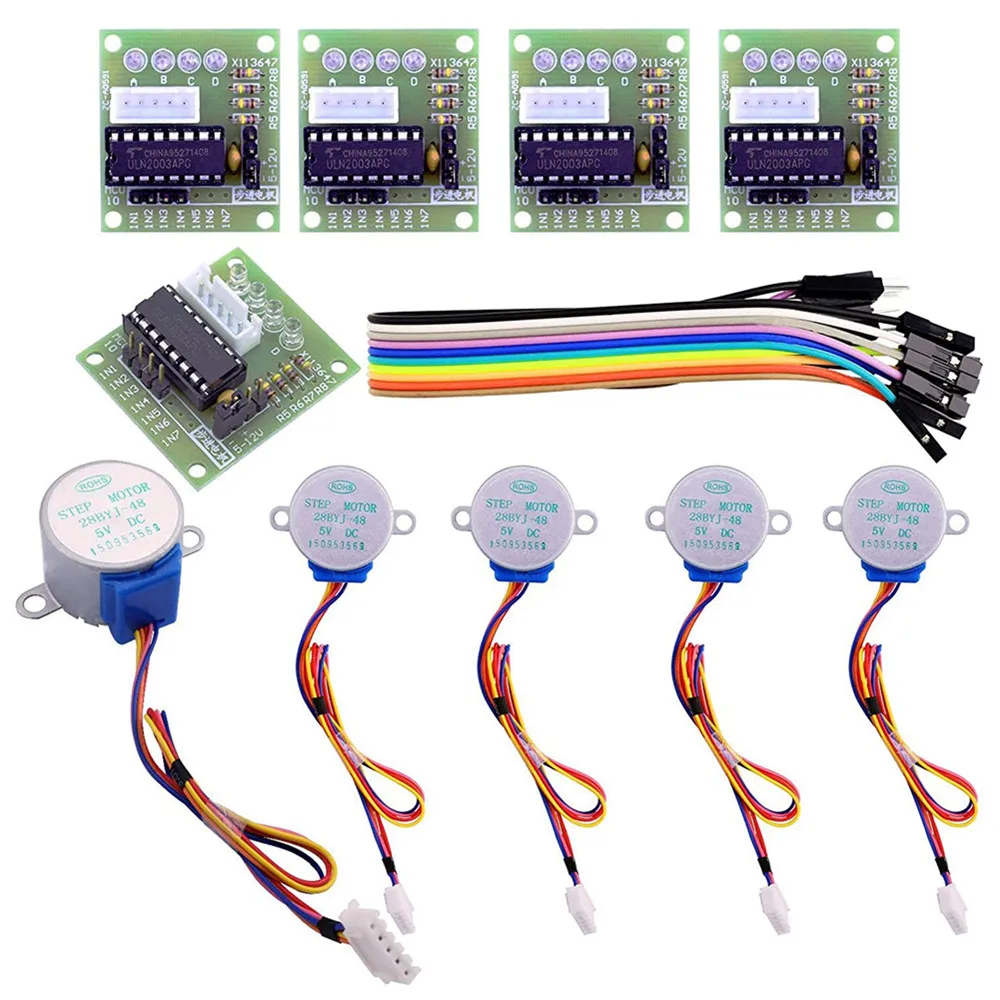 ELEGOO 5 комплектов 28BYJ-48 ULN2003 шаговый двигатель 5 В + плата драйвера ULN2003, совместимая с Arduino
