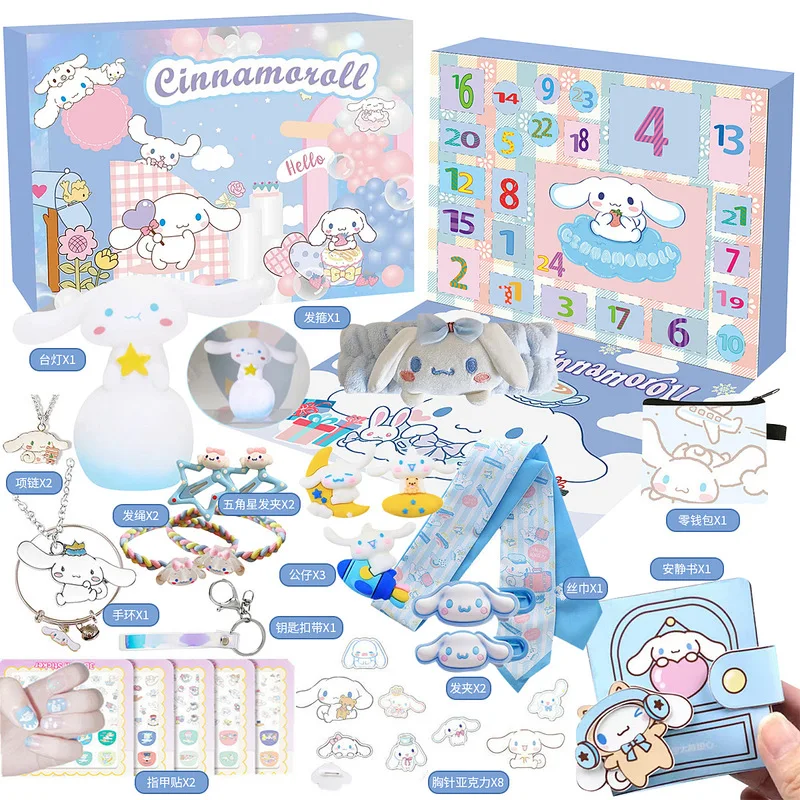 Фото Рождественский адвент-календарь «Hello Kitty», Kawaii Kuromi Cinnamoroll, брелок с героями мультфильмов, случайные слепые коробки, подарочные игрушки, подарок для детей, новый №3