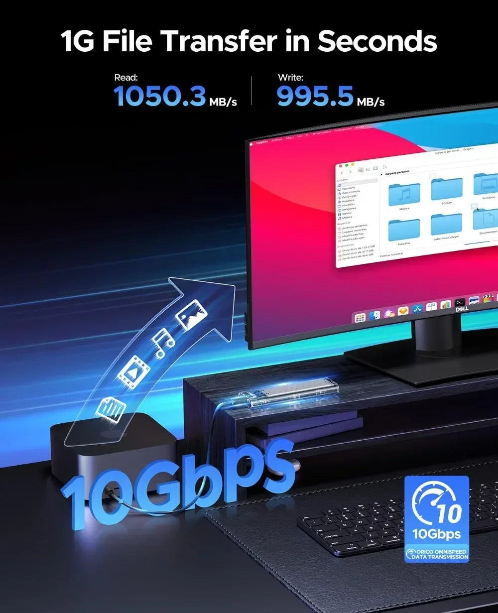 Фото ORICO M.2 NVMe SATA SSD-адаптер для корпуса, бесплатный прозрачный чехол для внешнего жесткого диска M.2 NGFF SSD-футляр для ПК, чехол для ноутбука №2
