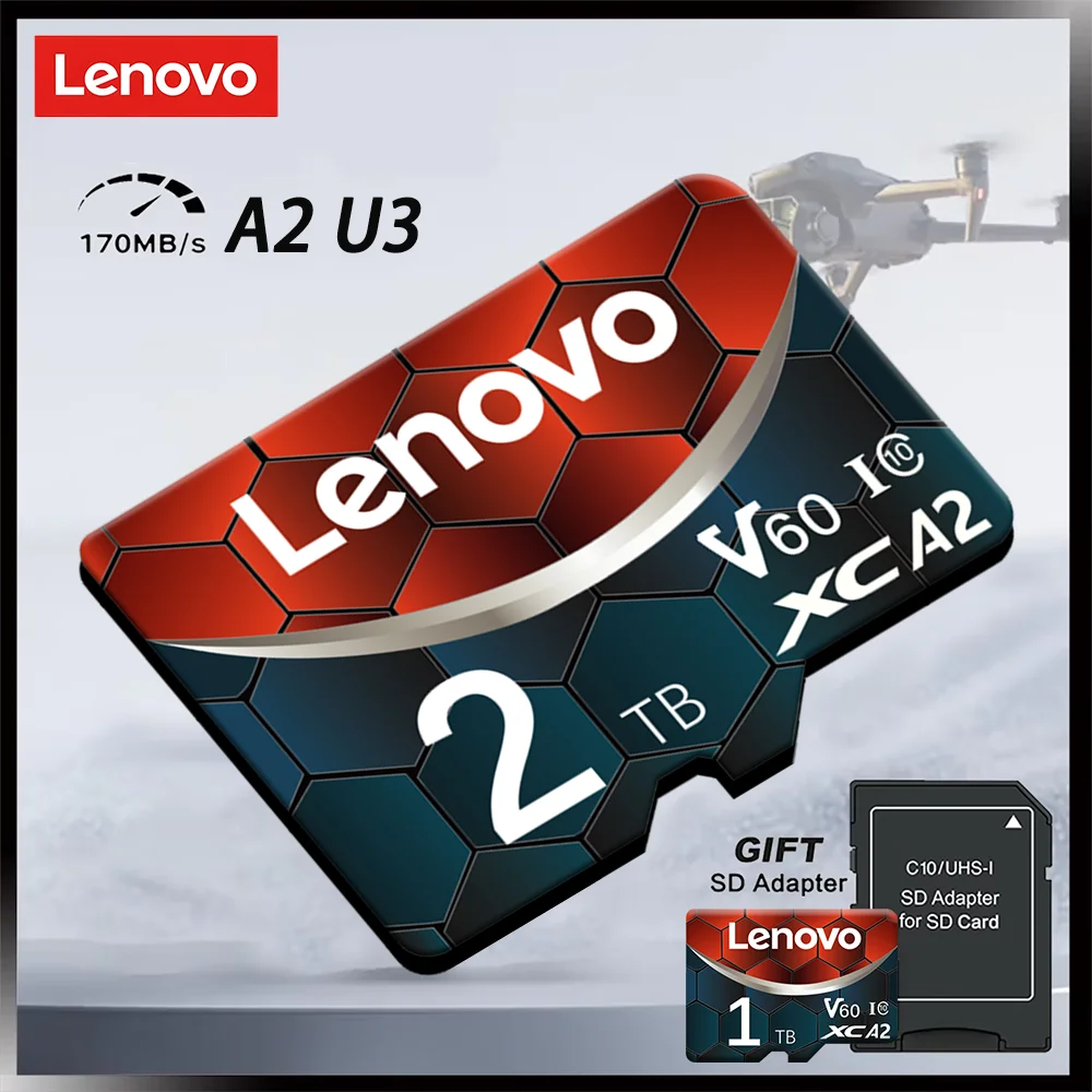 Lenovo 2TB Micro TF SD Card V30 Высокоскоростная карта памяти 1 ТБ 512 ГБ Класс 10 Видеокарта SD-карта 256 ГБ Для смартфона Камера Дрон