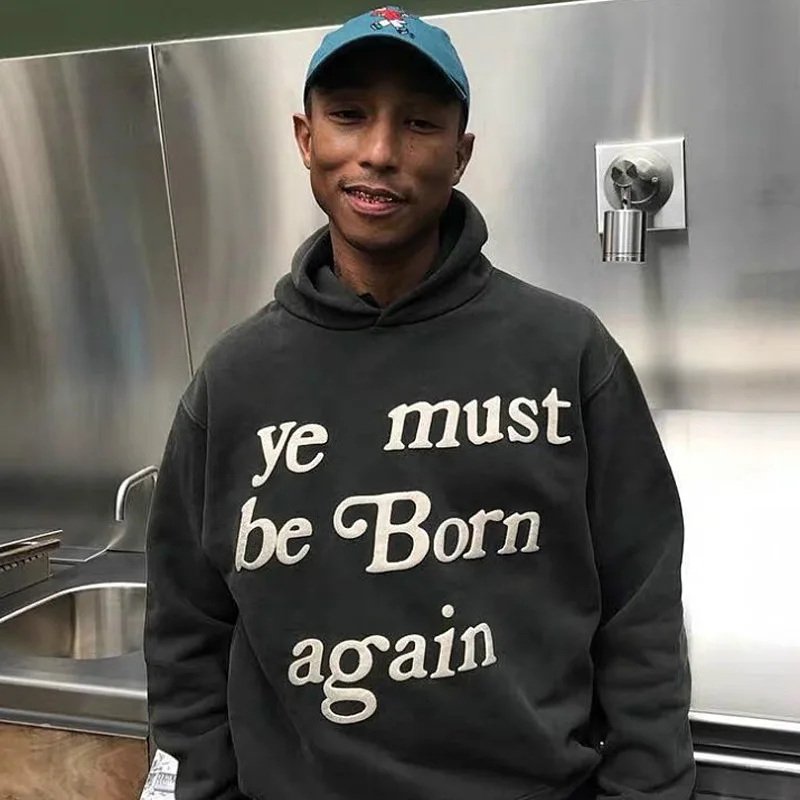 Фото Толстовка с капюшоном Kanye West, Детская толстовка CPFM XYZ с надписью «ye must be Born again», высококачественные пуловеры азиатского размера №2
