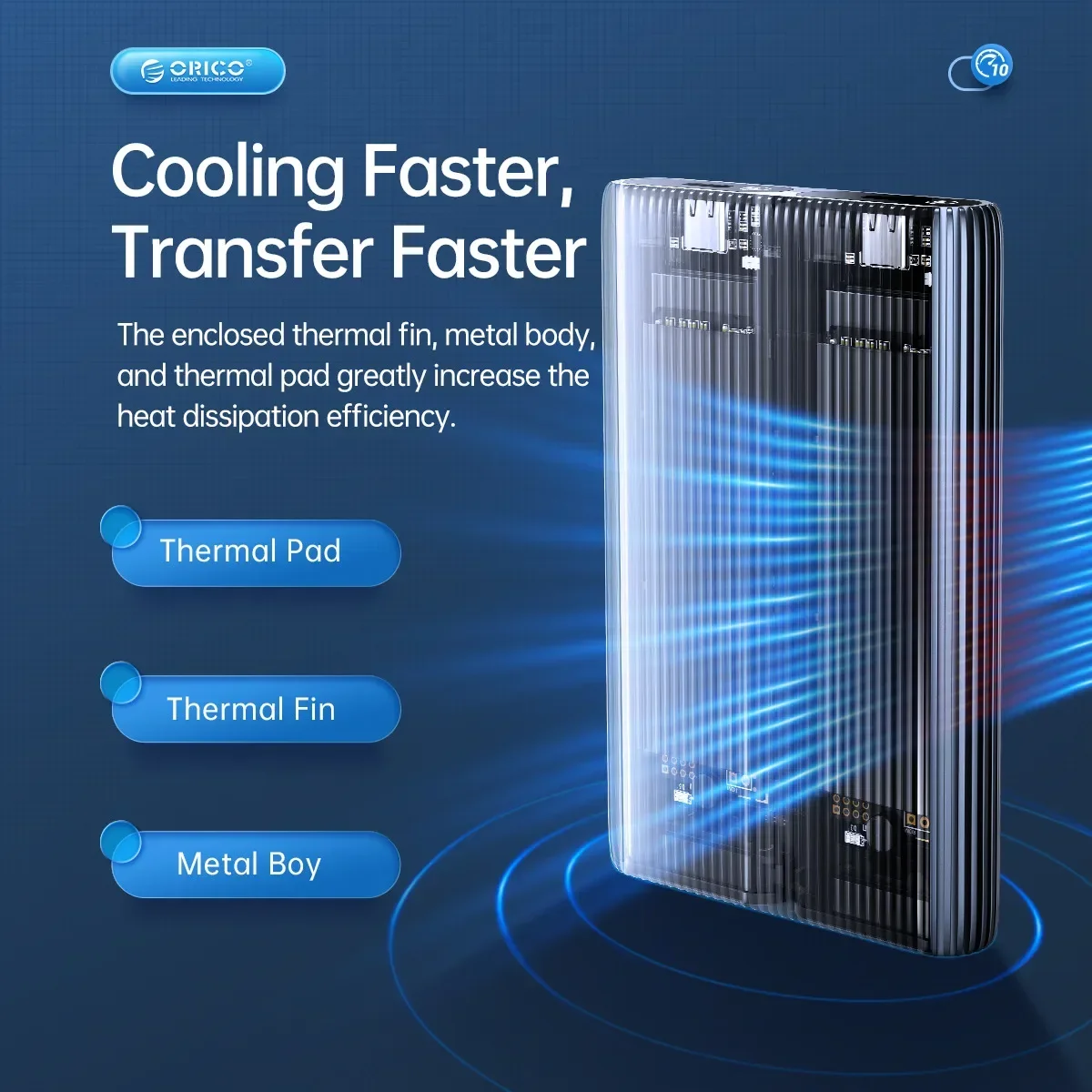 Фото ORICO Dual Bay M2 SSD Case NVMe USB Type C Gen2 10 Гбит/с PCIe SSD Case M2 SATA NGFF 6 Гбит/с M.2 NVME Enclosure Disk Box M.2 SSD Case №4